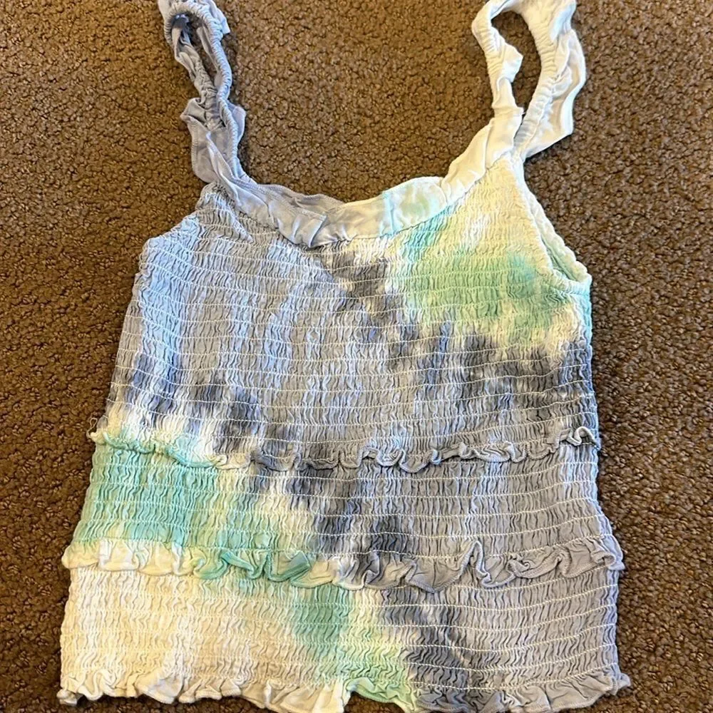 Vintage Havana Girls Purple, Aqua & White Tank Top & Ruffle Shorts Matching Set